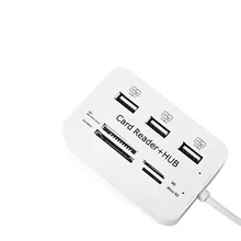 Nk shopping – Hub 3 Ports USB 2.0 tout en un avec lecteur de carte, 2.0, 480Mbps, Combo pour MS/M2/SD/MMC/TF, pour ordinateur portable