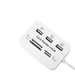 Nk shopping – Hub 3 Ports USB 2.0 tout en un avec lecteur de carte, 2.0, 480Mbps, Combo pour MS/M2/SD/MMC/TF, pour ordinateur portable 