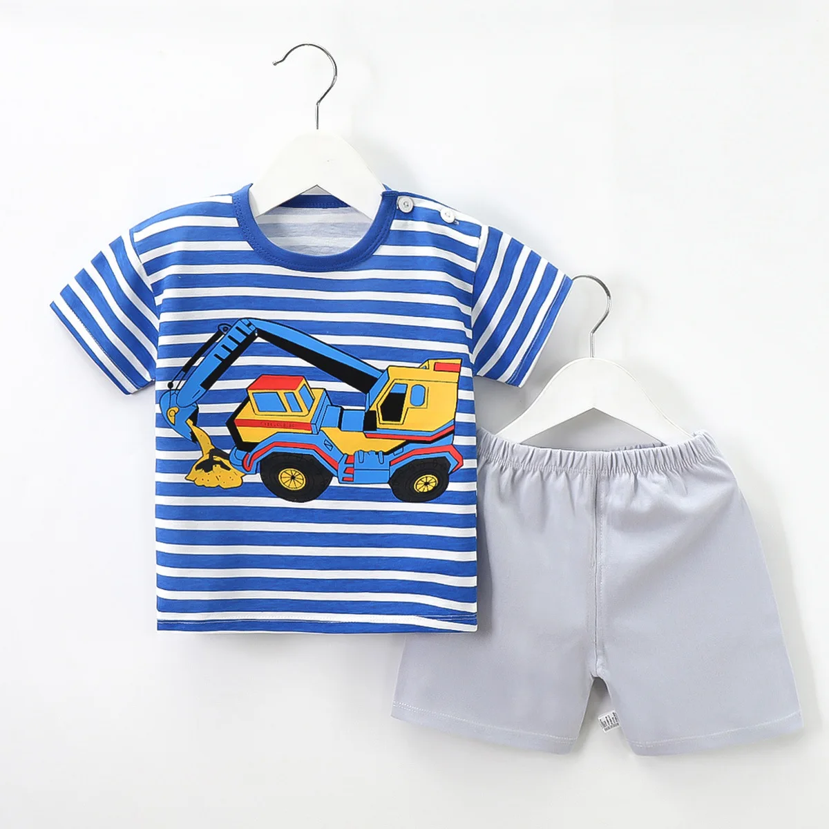 

Cartoon Boys Clothing Sets Summer Short Sleeve Cotton Baby Tops + Baby Shorts 2Pcs Casual Kids Clothes Boys