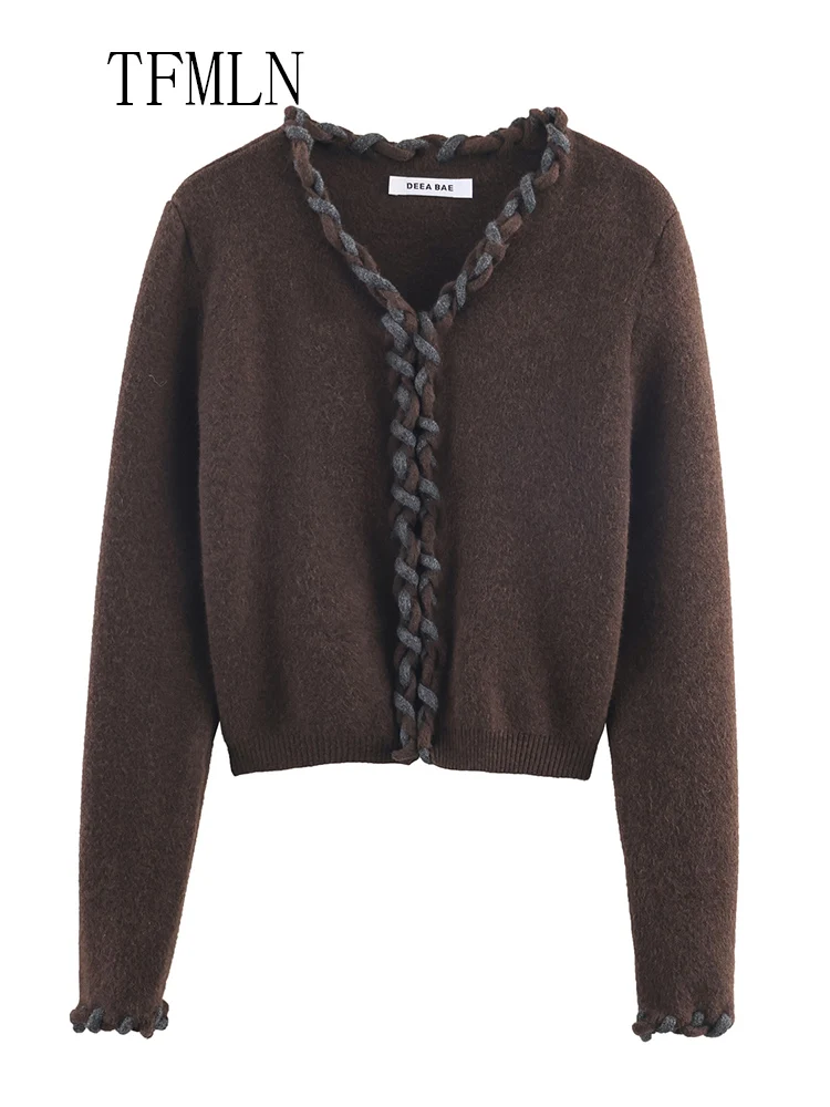 Fashion Knitted Sweaters For Women 2025 Autumn Causal Ladies Warm Long Sleeve Cardigan Tops Sweet Girls V-neck Street Outwear