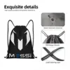 Custom White Messis 10 Football Soccer Drawstring Backpack Women Men Gym Sport Sackpack Portable Training Bag Sack 3