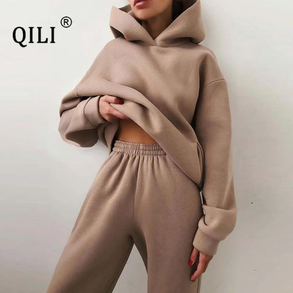 

QILI-2-Piece Set for Women, Long Sleeve Sweater and Pants, European and American Fashion, Thickened and Casual, S-3XL,