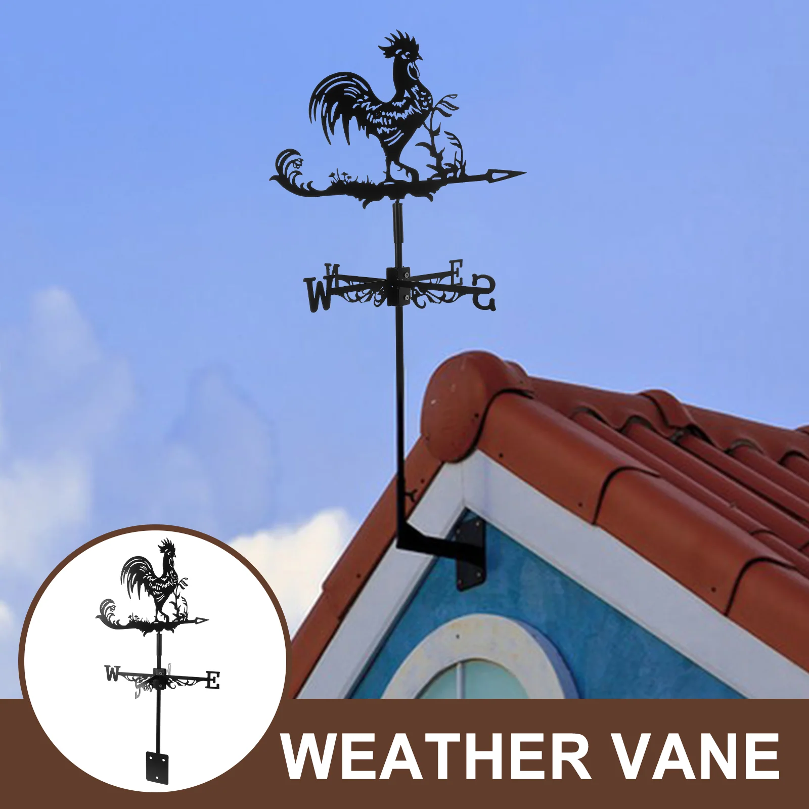 Rooster Wind Vane Rooftop Weather Vane Retro Metal Wind Direction Indicator Farm Scene Garden Art Decor Roof Garden garden art decor
