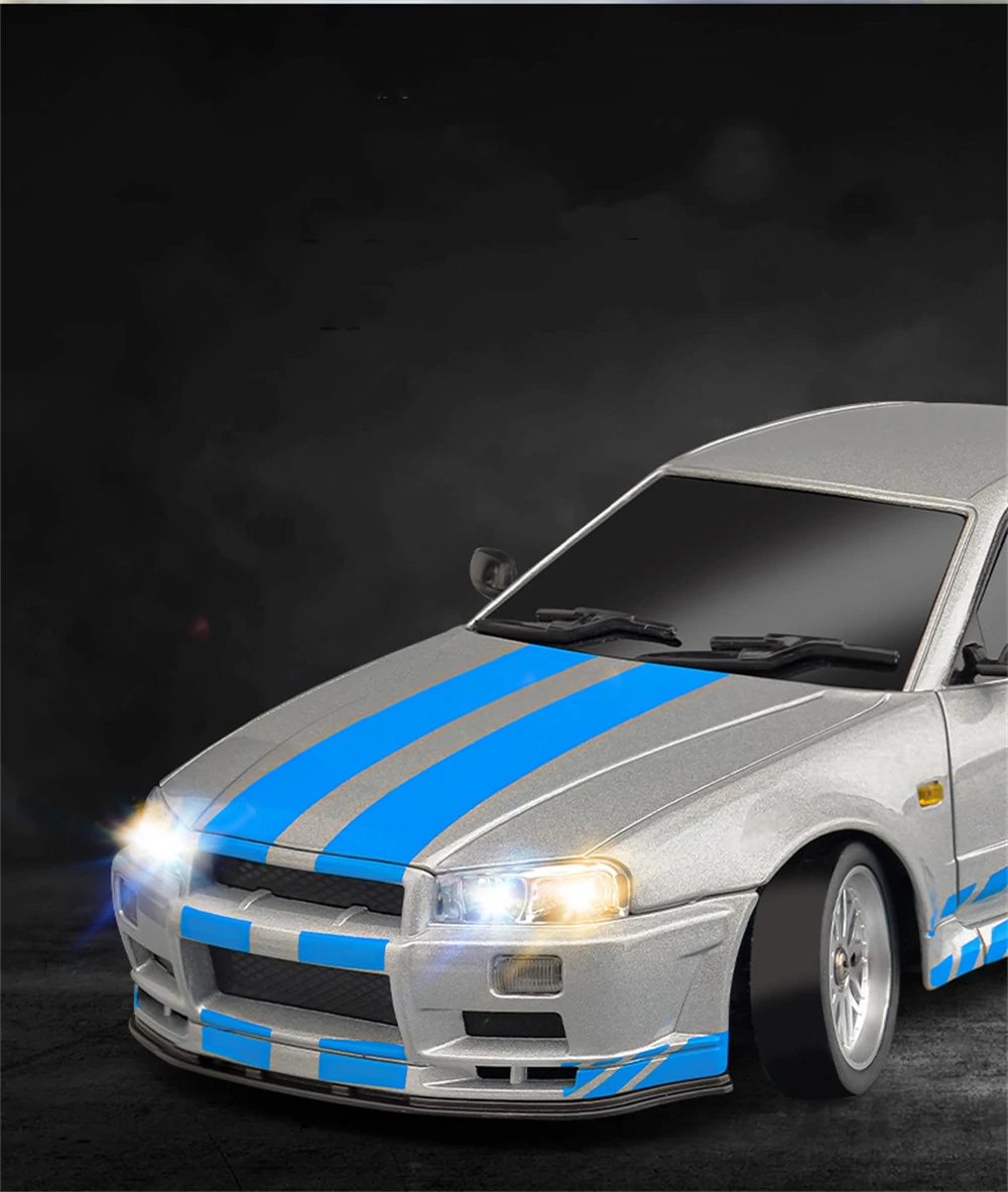 LDRC 1899 RTR 1/18 2.4G RWD RC Car Drift GTR R34 Gyro LED Light On-Road Full Proportional Alloy Body Shell Racing Vehicles Models Toys