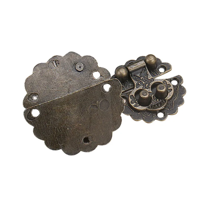 1pc Retro Furniture Wooden Jewelry Box Hasp Decorative Latch Clasps Lock Padlock Hasp With Screws