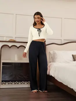 بيجامة للنساء ملابس منزلية أطقم بناطيل بيجاما ملابس نوم نسائية طقم بيجامات قمصان نوم ملابس منزلية نسائية بدلة نوم Pj 5