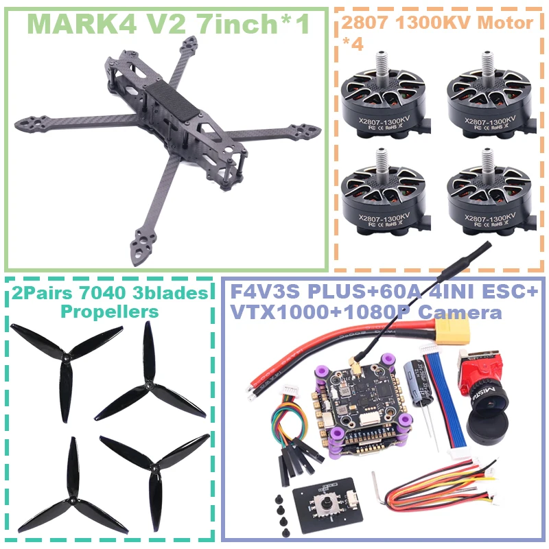 รูปสินค้า ชุดควบคุมโดรน FPV 7 นิ้ว F4V3S คาร์บอนไฟเบอร์