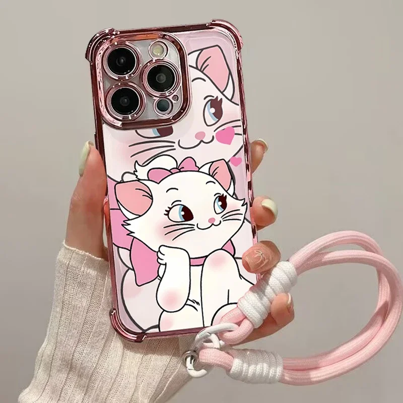 Cute Mary Cat Plating Clear Phone Case Cover