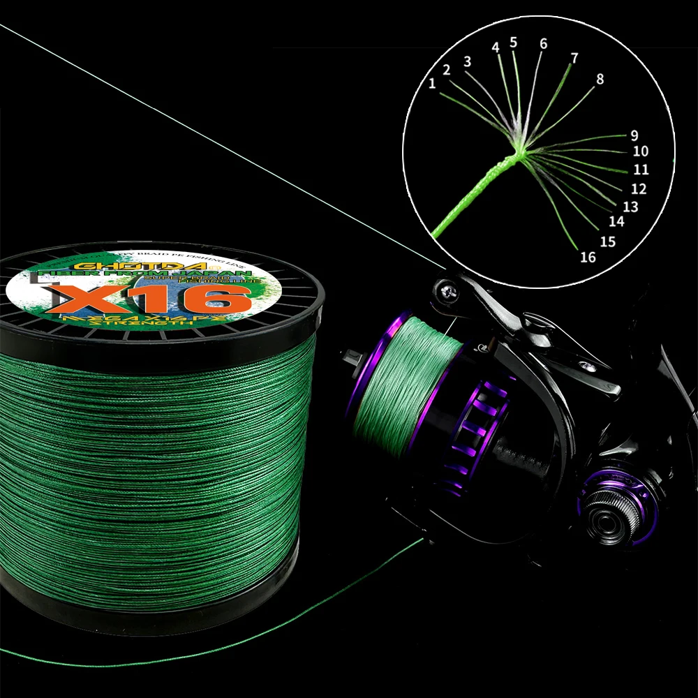16 Strands Braided Fishing Line Super Strong 25 40 80 100 125 140 161 200LBS X-wire Core 100M-1000M Multifilament 0.16mm-0.8mm 4