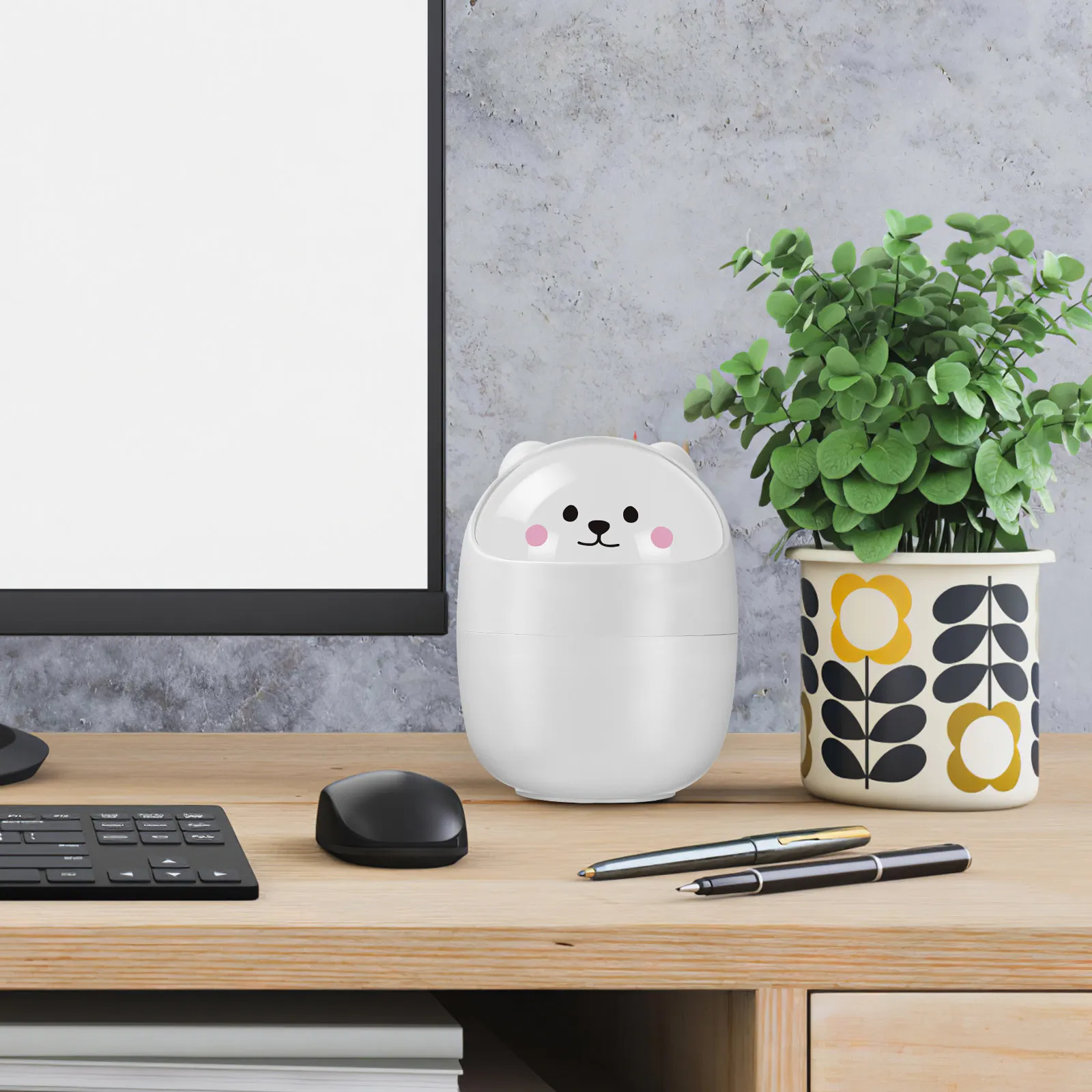 2Pcs 조리대 쓰레기통 사랑스러운 고양이 모양의 쓰레기통 다양한 장면에 적합한 실용적이고 안전한 플라스틱 좋은 경험