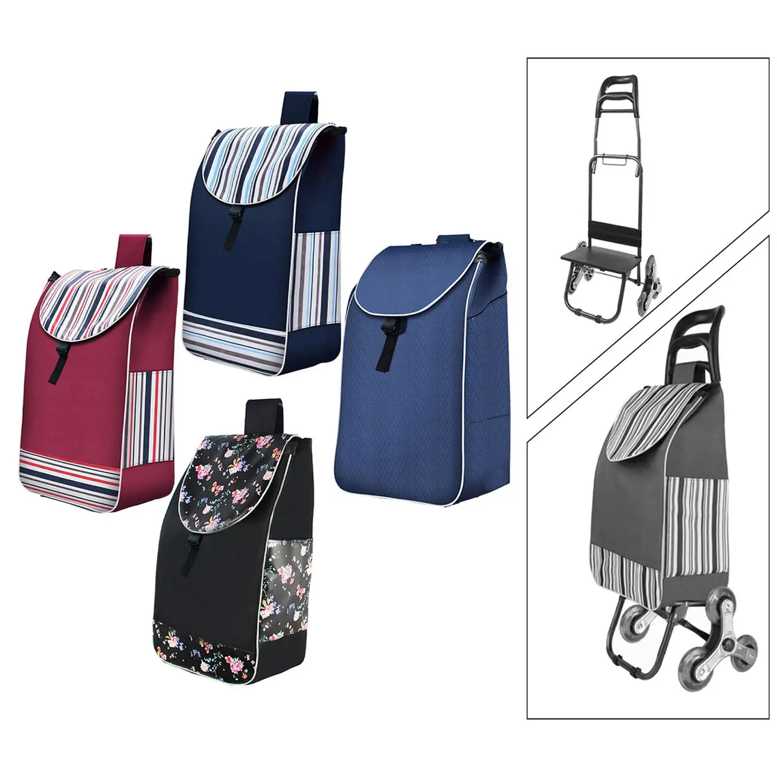 Folding Shopping Cart Replacement Bag Waterproof Trolley Cart Spare Bag for Folding Hand Truck Grocery Office Groceries Camping 4