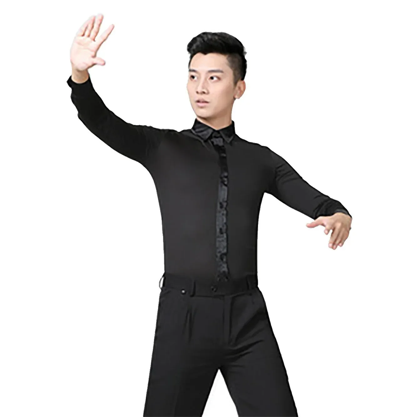 Latin Dance Garment Dance Waltz Ballroom Garment Performance Turndown Collar Latin man Shirts Top