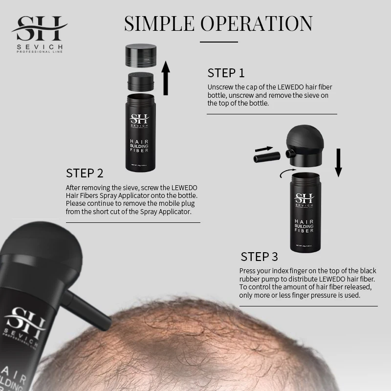 Nozzle Spray Applicator Pump Tool and Sevich Easy Usage Hair Building Fiber Powders New Package for T-27.5g Bottle 12g 25g