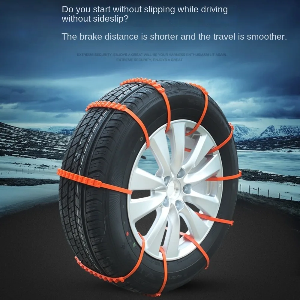 10Pcs Anti Skid Snow Chains Anti Slip Car Winter Tire Wheels Chains 2 Grooves for Winter Outdoor Tire Emergency Car