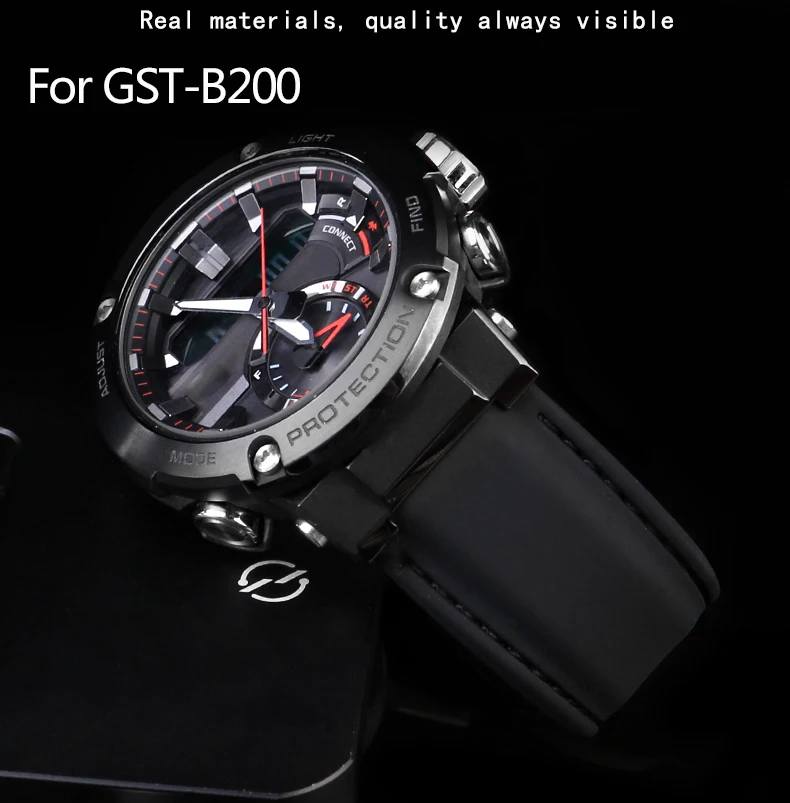 

24*16mm Silicone Watchband For C-asio G-SHOCK GST-B200 GST-B200D Series Men's Modified Rubber Frosted Leather Watch Band Strap