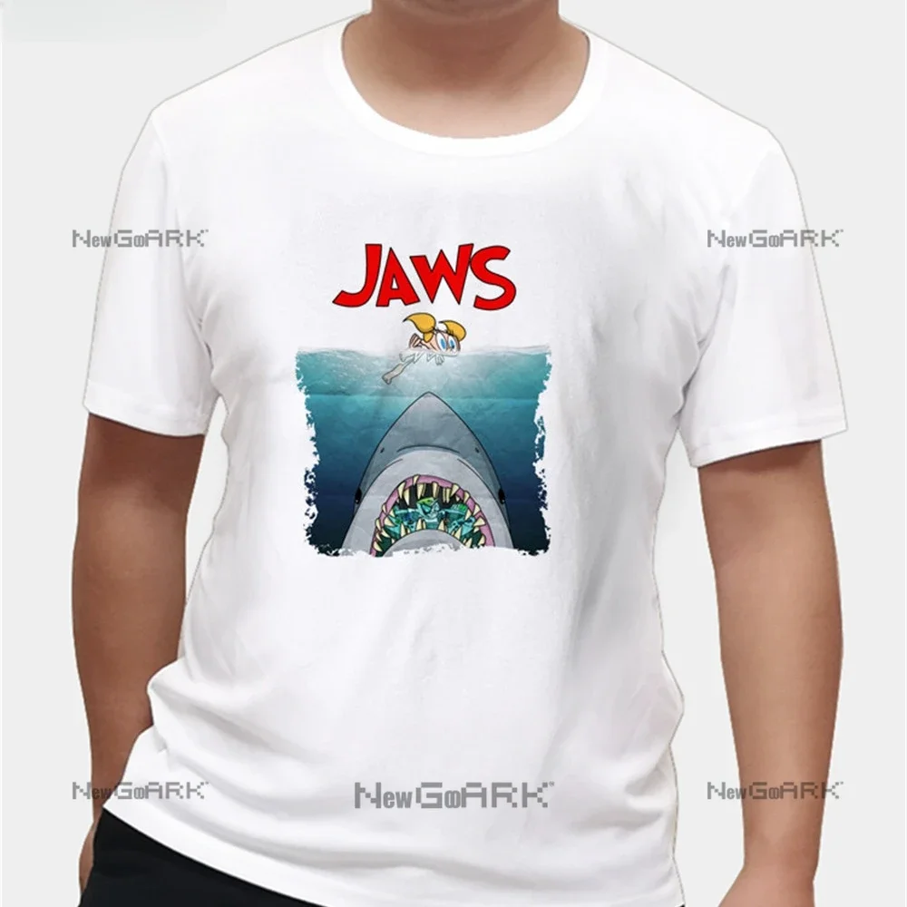 

Funny Summer Vintage Movie Jaws Design T Shirt Men's High Quality Hipster Shark Print Tops Tees