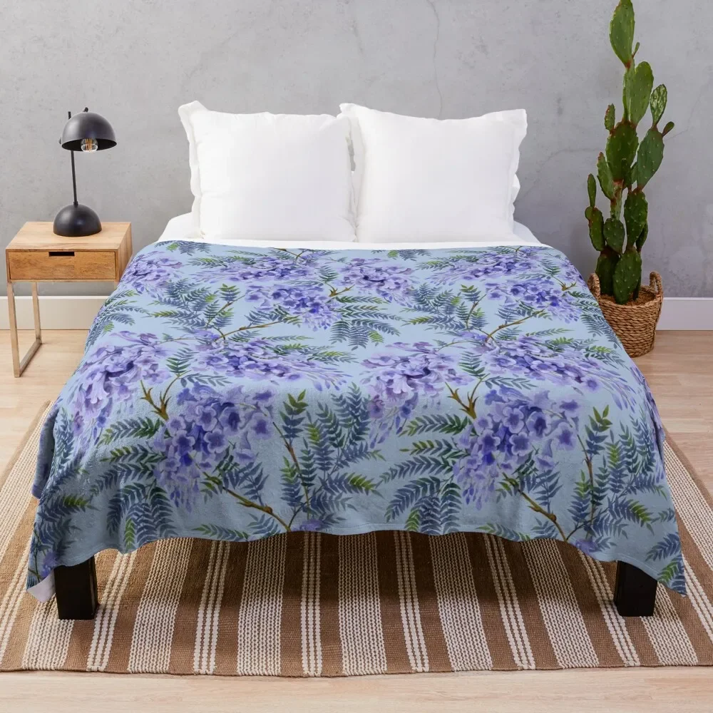 Albero Di Jacaranda Con Fiori E Foglie. Coperte Per Capelli Con Motivo Senza Cuciture