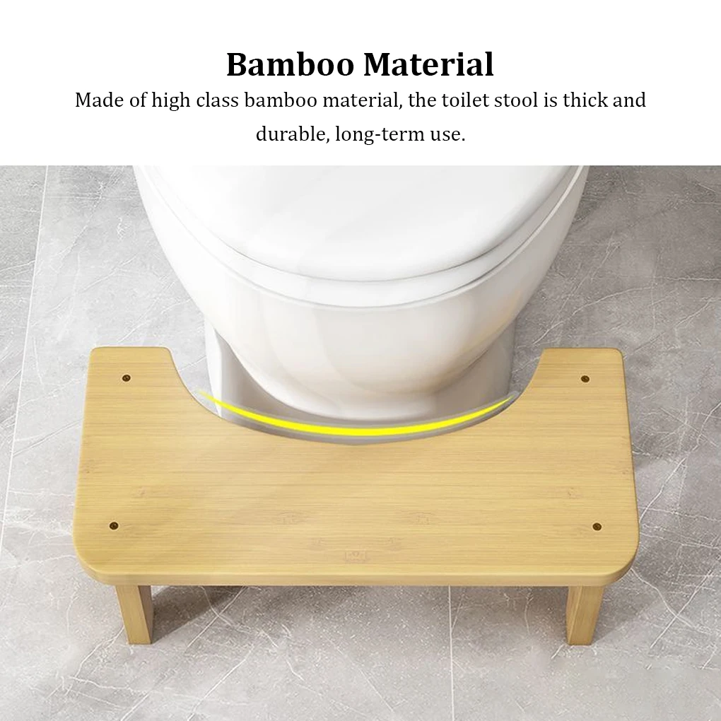 Bamboo Toilet Stool Waterproof Non Slide Poop Seat Holder Washroom Restroom Stand Old People Squat Bench Log color