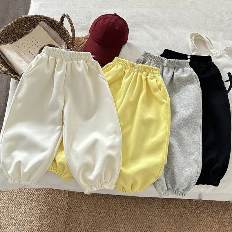New Children Pants Spring Autumn Casual Sports Trousers Boys Girls Korean Solid Color Fashion Versatile Kids Baby Clothing Pants