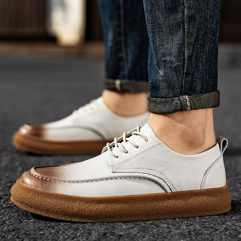 ZFTL Men's Casual shoes Genuine Leather luxury shoes Man Sneakers Gradient British Business Formal Platform Leisure
