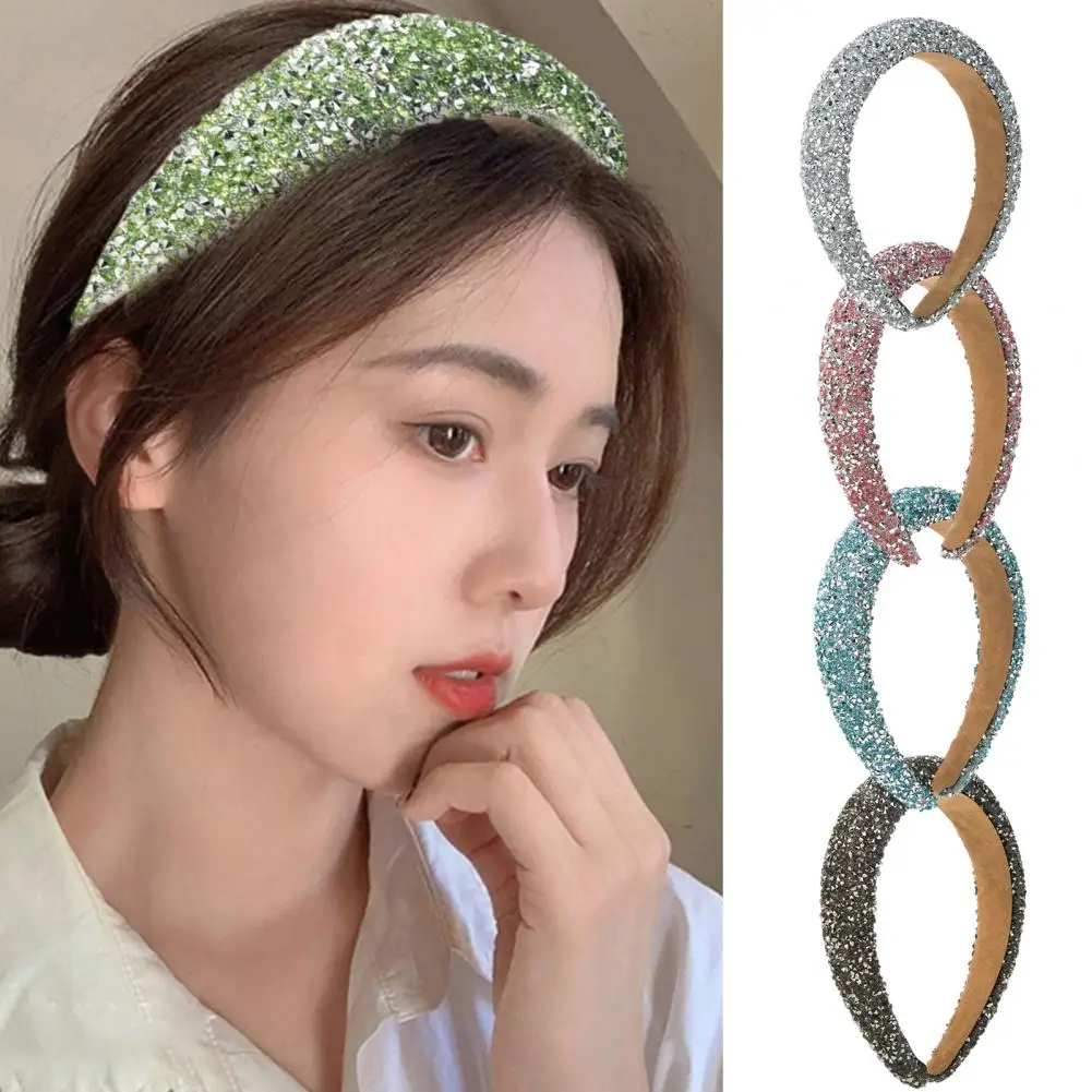 

Универсальная повязка на голову с блестящими элементами Женская противоскользящая повязка на голову с увеличенным дизайном для стильных женщин