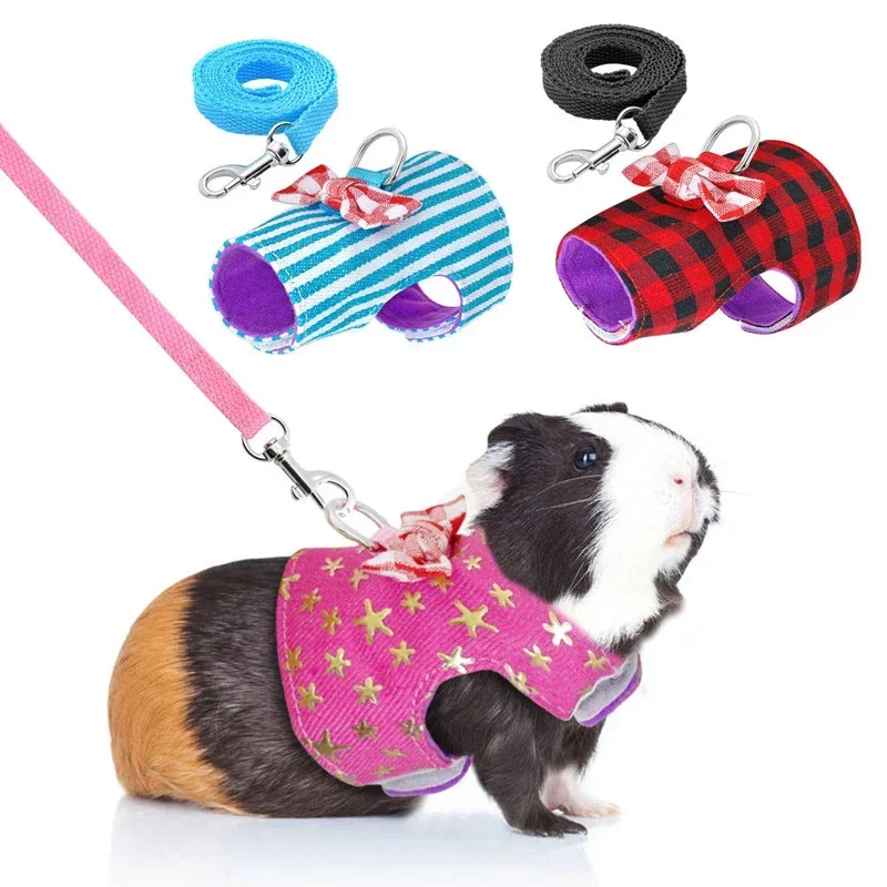 Rabbit Harness and Leash Set Hamster Rabbit Harness Leash for Ferret Guinea Pig Bunny Puppy Bowknot Chest Strap Harness Vest Small Pet Supplies