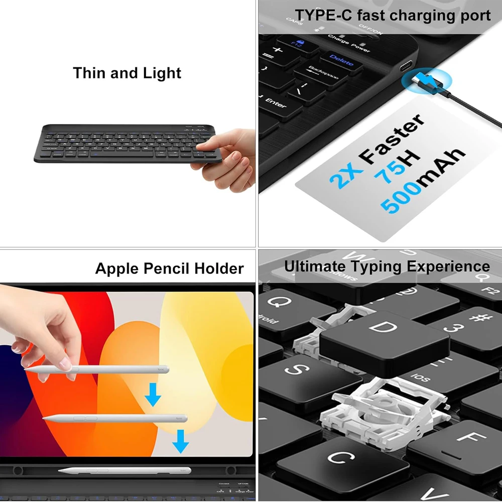 Enhanced Magnetic Keyboard Case with Detachable Bluetooth Functionality