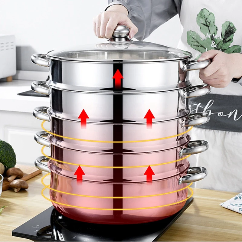 Universal Cooking Pots Stainless Steel Thick Steamer pot 5 layer Soup
