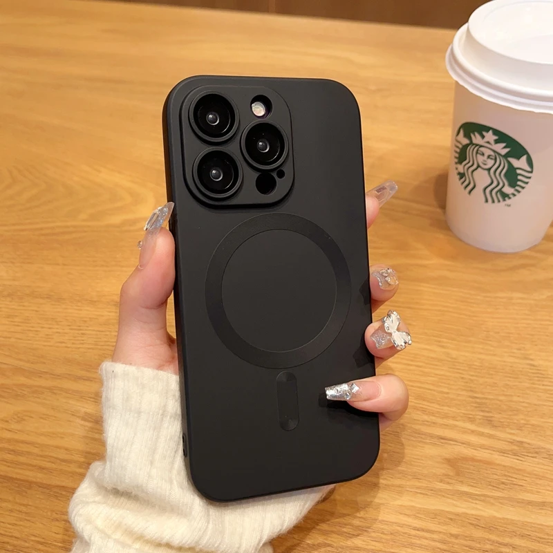 2024 New Luxury Magnetic Matte Lens Protection Phone Case For iPhone 15 14 11 13 12 Pro Max Plus Magsafe Wireless Charging Cover