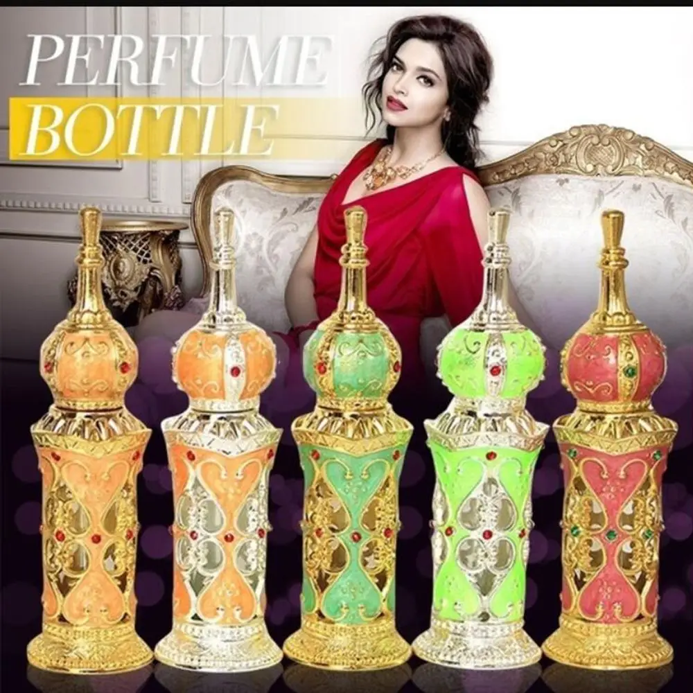 Metal Middle East Style Dubai Style Arabian Style Cosmetic Container Essential Oil Bottles Perfume Bottles Refillable Bottles