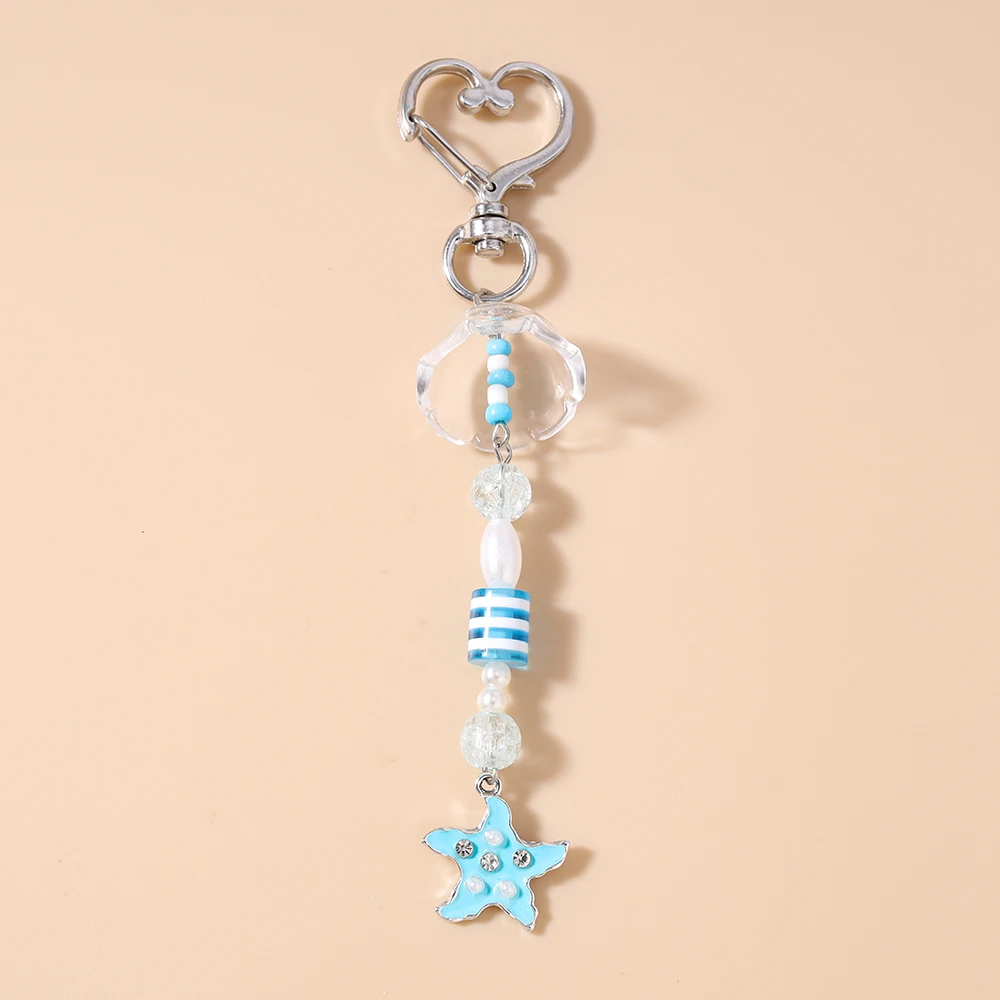 Aihua Ins Sommer Strand Quallen Seestern Schlüsselanhänger für Damen – Schicker Handtaschen- und Rucksackanhänger, Schlüsselring, Handykette, Schmuckstücke – Detail 7