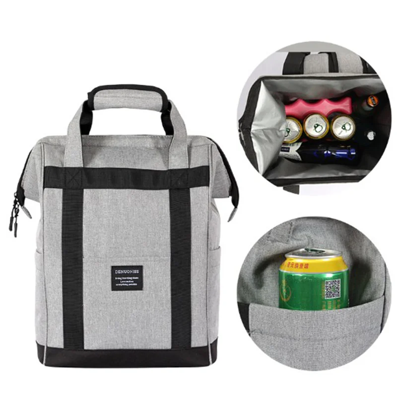 Zaino da esterno portatile di grande capacità, borsa termica per picnic, tessuto oxford nero, a prova di perdite, borsa per ghiaccio per birra fredda_voghion.com