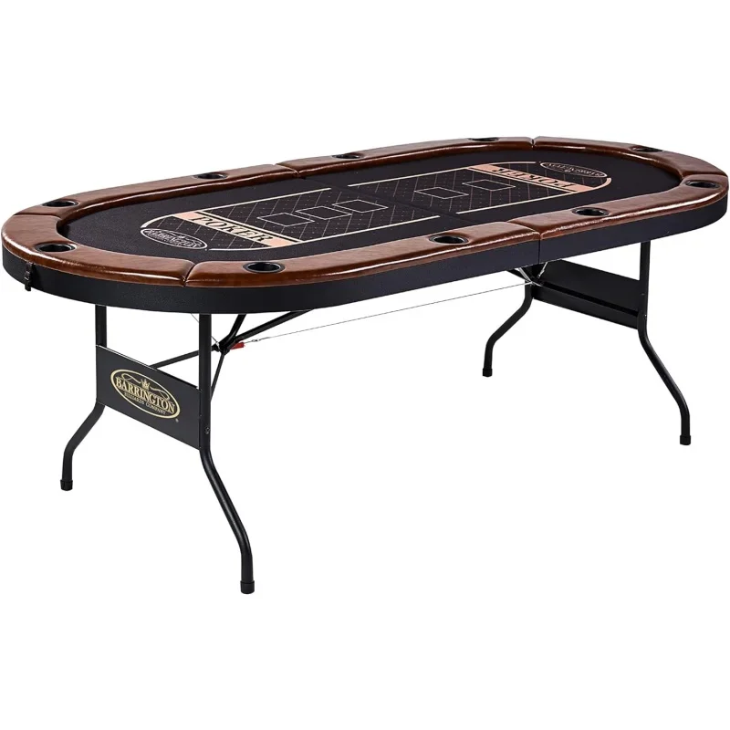 Barrington Charleston 10 Player Folding Poker Table Oval Card Table Casino Style Tournament Poker Table with Padded Rails