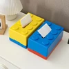 Double Color Building Block Tissue Box with Spring Paper Towel Holder Bathroom Wall-mounted Paper Holder Desktop Paper Organizer 5