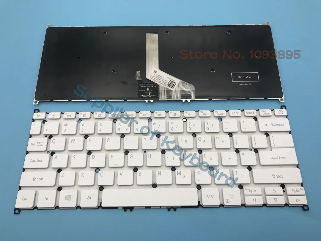 para Acer Swift Sf51451t Sf514-52t Sf514-52tp Sf514-55gt Sf514-55t Sf514-55ta English Teclado Branco Prata Preto Retroiluminado Novo