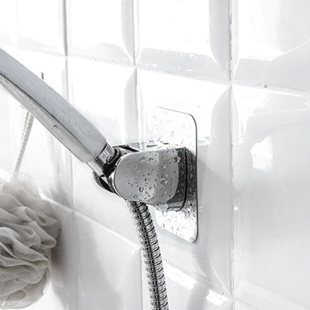 

Shower Bracket Adjustable Wall Mount Holder Seamless Shower Head Base Punch Free Bathroom Hook