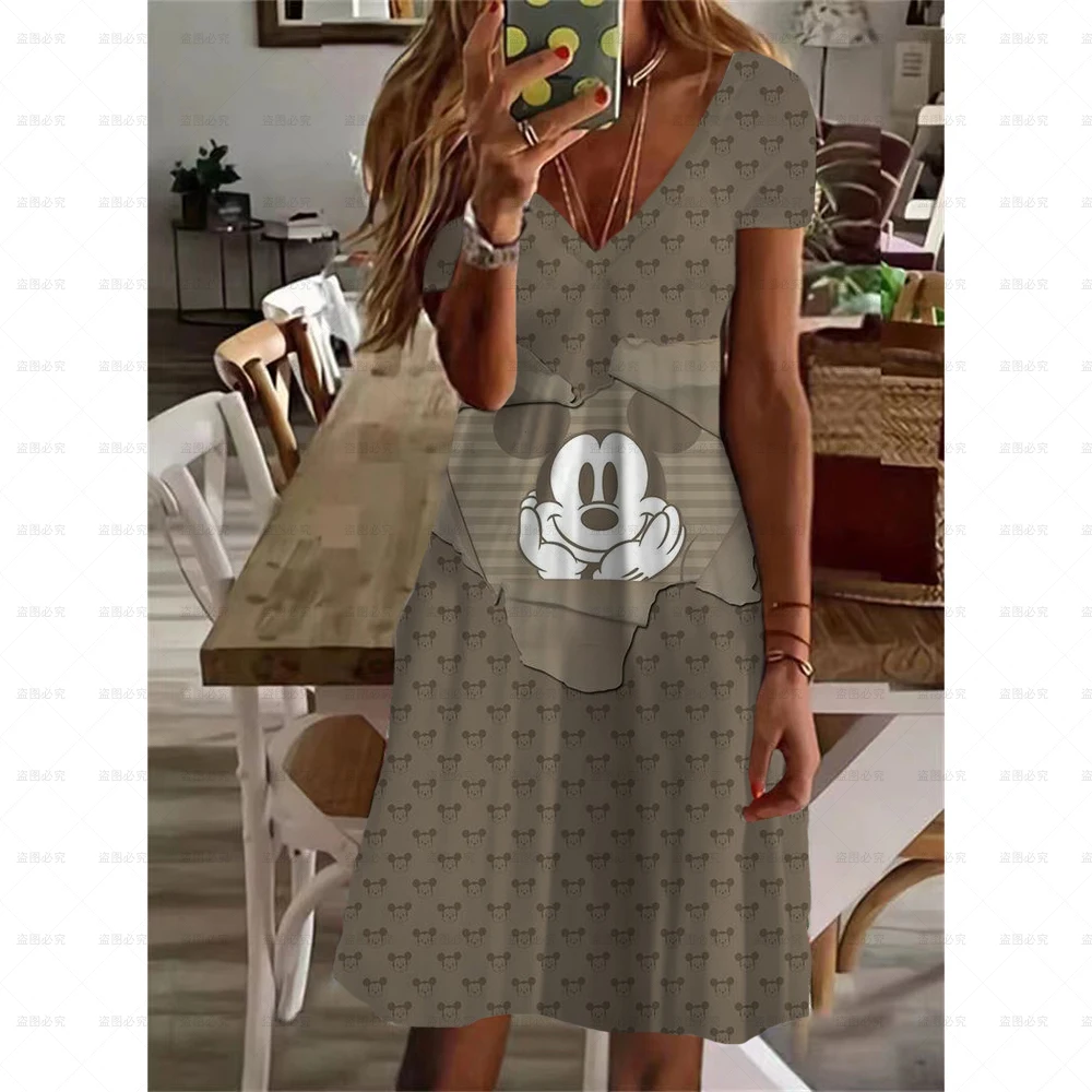 thumbnail image 1 of Nuevo diseño original de verano, vestido mini sexy y lindo de Mickey, escote en V, microelástico, a la moda, cómodo y moderno, vestido mini de calle, 1 of 5