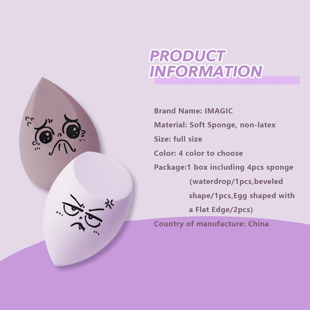 IMAGIC Sponge 4pcs/Set Makeup Puff Cosmetic Latex Soft Beauty Ball Foundation Powder With Box Wet and Dry Colorful Makeup Tool