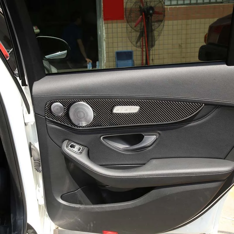 메르세데스-벤츠 C-클래스 GLC W205 C180 2014-2020 자동차 인테리어 도어 장식 패널 커버 트림 소프트 카본 파이버 액세서리