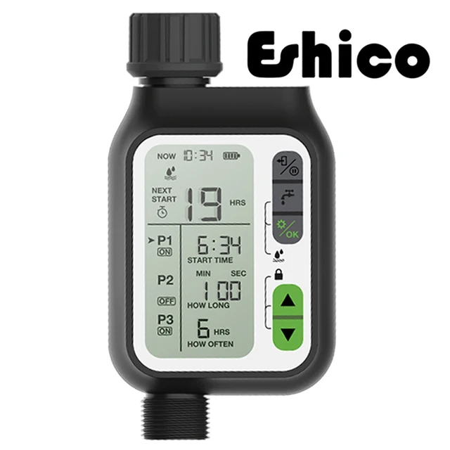 Eshico HCT-355 Un arroseur automatique de fleurs à détection de pluie pour balcon de jardin Contrôleur d'irrigation d'arrosage intelligent à grand écran 6