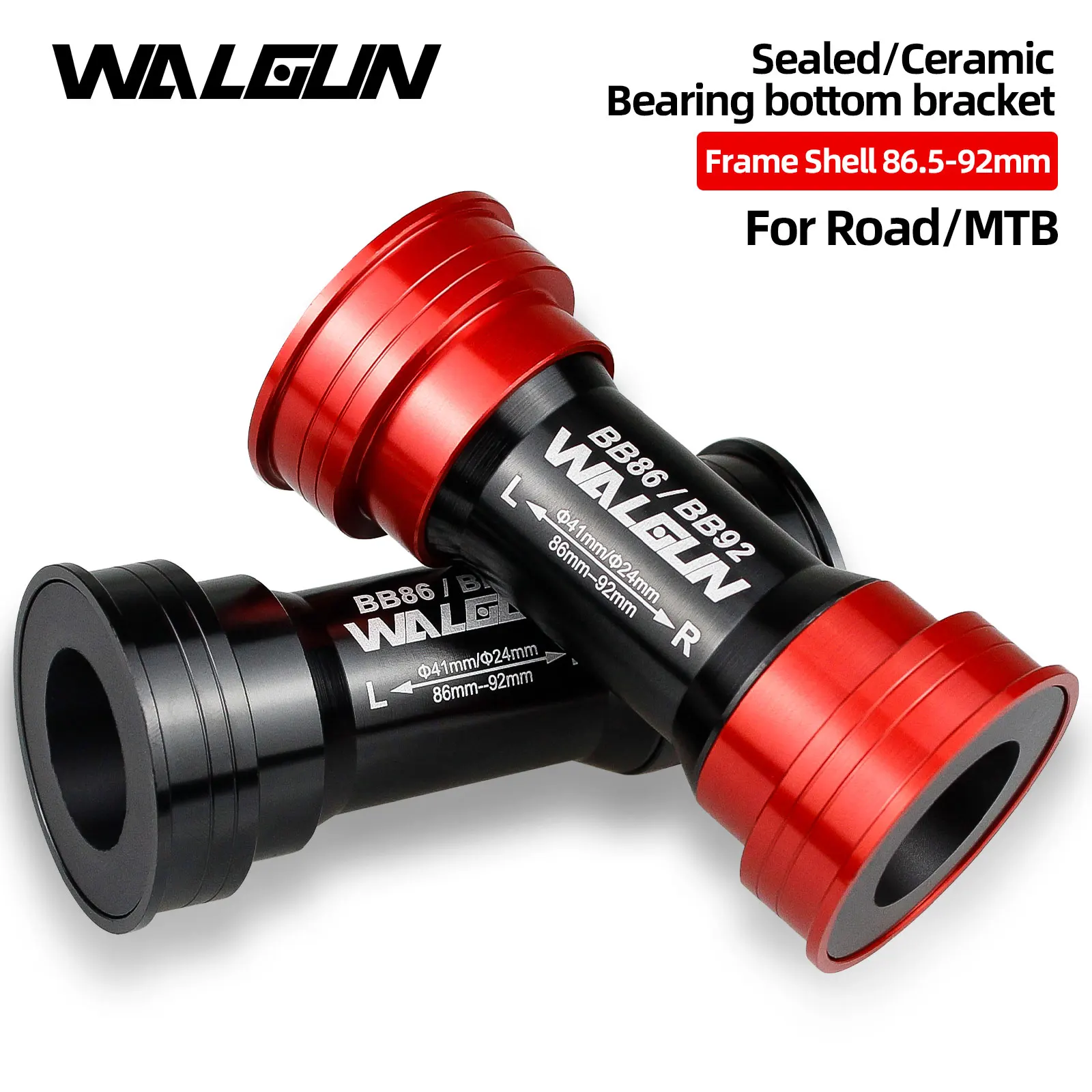 

WALGUN BB86 BB92 Ceramic Bearing Bike Bottom Brackets 86.5-92mm MTB Road Bicycle Seal Bearings Aluminum Alloy Bicycle Parts