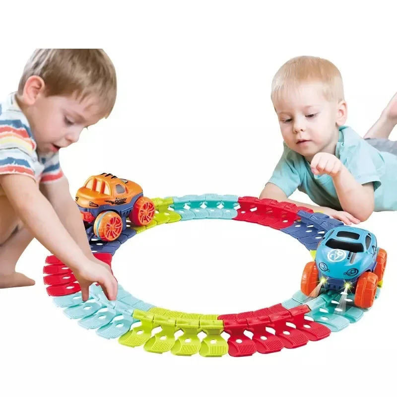 Anti-gravity Assembled Montessori Track Car Toys Kids Electric Roller Coaster Zero Gravity flexible Track Car Set Gift Children 4