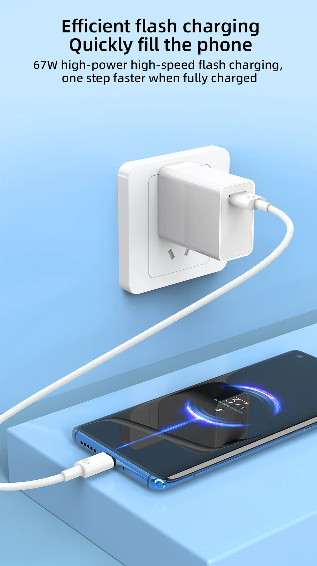 6A 67W Fast Wall Charger For Xiaomi 10 11 12 Lite 13 14 15 Redmi Note 11T 12T 13 Pro POCO Turbo Charge Type-C USB Charging Cable