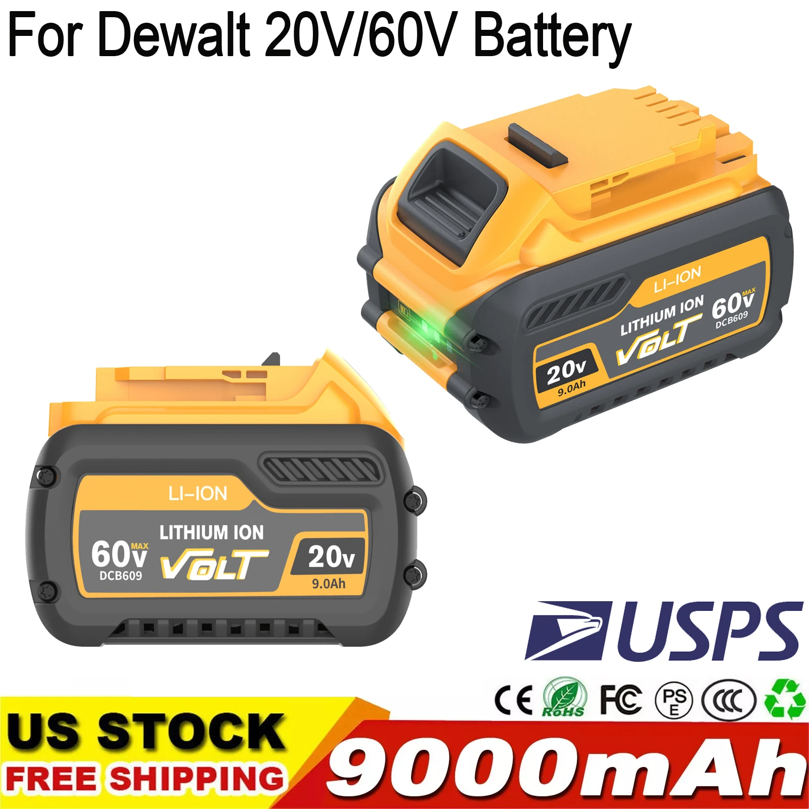 For Dewalt DCB609 20v 60v Max Flexvolt 9ah Lithium-ion Battery 2