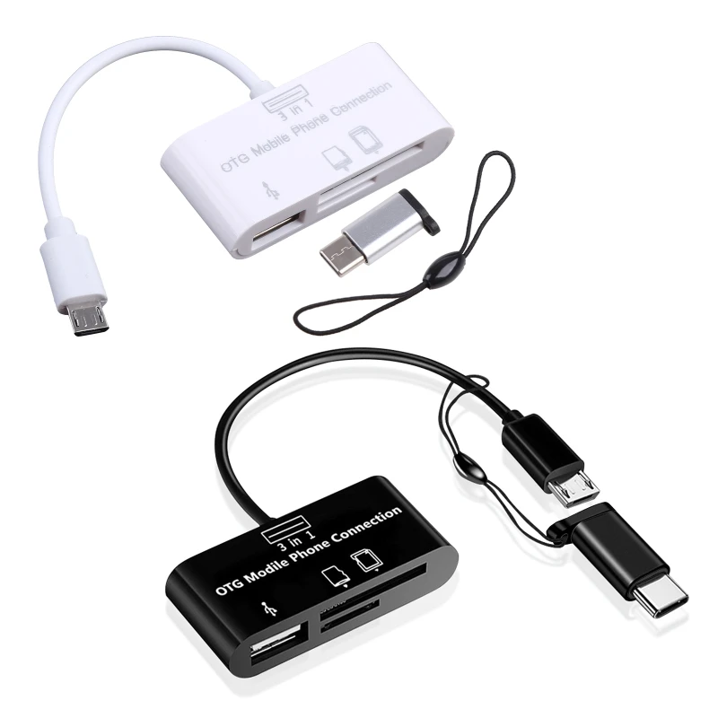 

3 in 1 Type-c Micro USB Phone OTG Card Reader Host Adapter Card Reader for for Galaxy Note2 Tablet