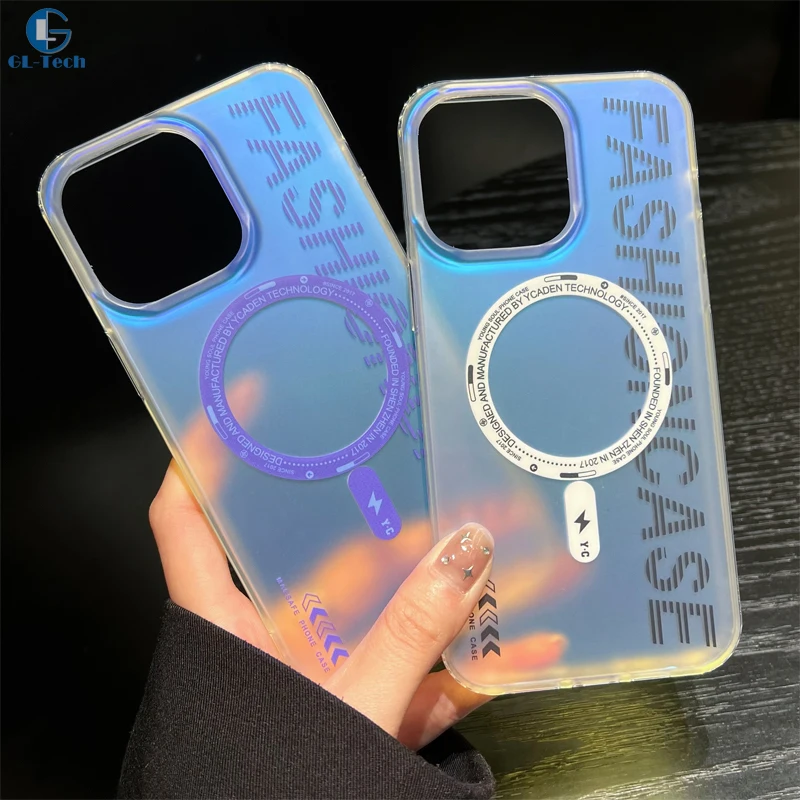 

Fashion Laser Matte Transparent Soft Frame Shockproof Case for iPhone 15 14 13 12 11 Pro Max Magsafe Magnetic Cover Fundas Capa