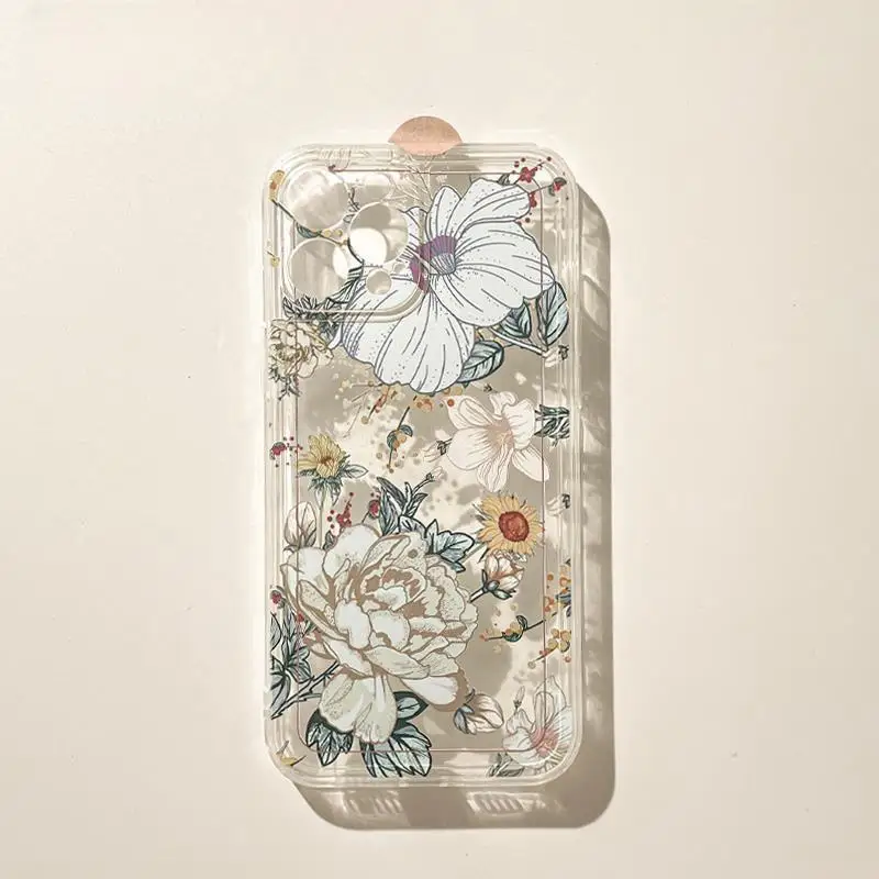 Clear Floral TPU Phone Case Cover - Elegant Flower Design