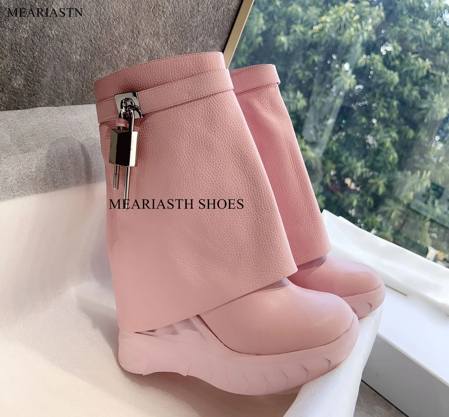 

2023 Women's Autumn Winter Knee Boots Zipper Denim Washed Cloth Create Old Design Wedge Heel Thick Sole Round Toe platform Boots