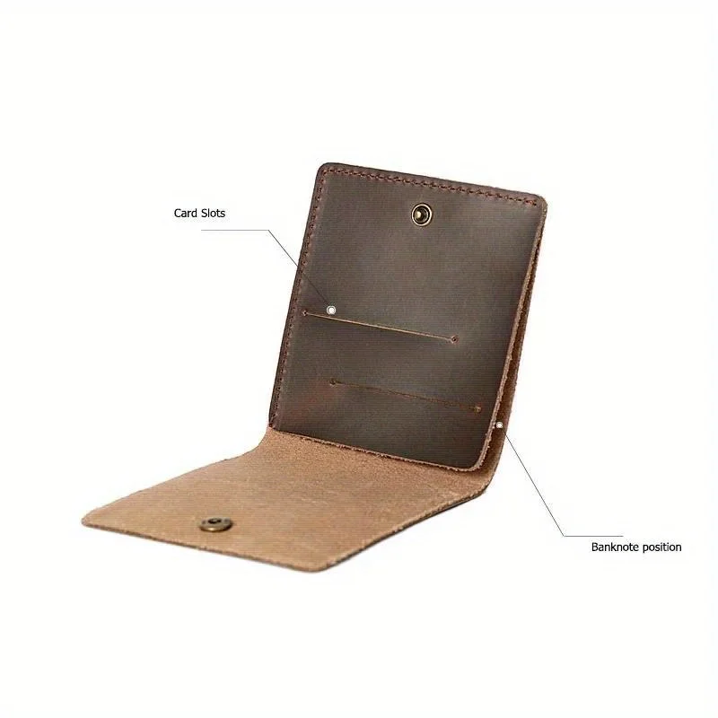1 PC Retro Minimalist Bifold Leather Card Wallet for Men and Women Wrap Credit Card Holder Porte Carte Wallet 5