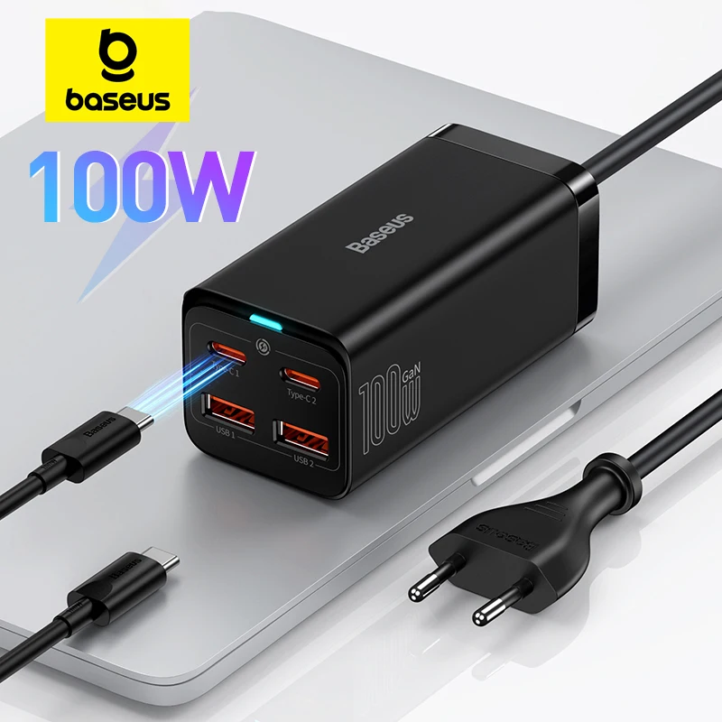 Chargeur GaN 65W Ou 100W 4 En 1 Charge Rapide Pour Ordinateur Portable,  Tablette, Téléphone, Adaptateur Pour IPhone 13 12 Pro Max Xiaomi Samsung -  Baseus